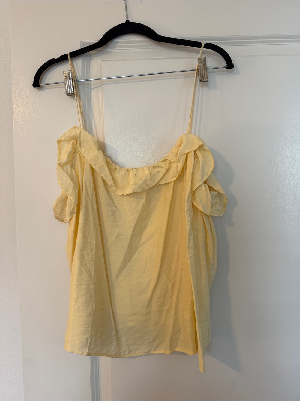 H&M Pale Yellow Ruffle Strap Tank Top